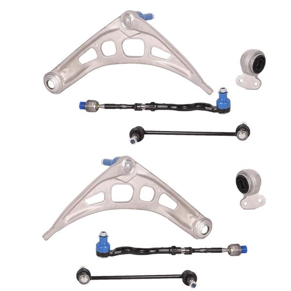 【並行輸入品】TOPAZ 8ピース フロントロワーコントロールアーム スウェイバーリンク タイロッドエンド サスペンションキット BMW E46