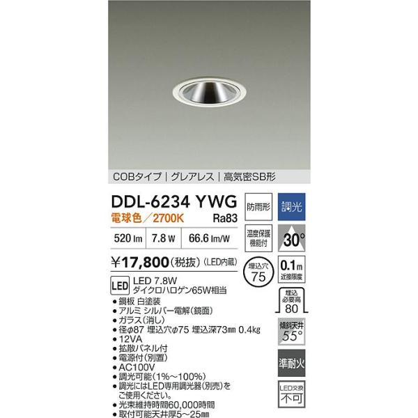 大光電機 安心のメーカー保証【送料無料】大光電機 DDL-6234YWG 屋外灯