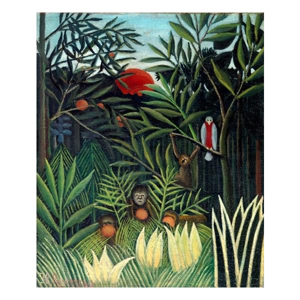 Monkeys and Parrot in the Virgin Forest アンリ・ルソー Henri 