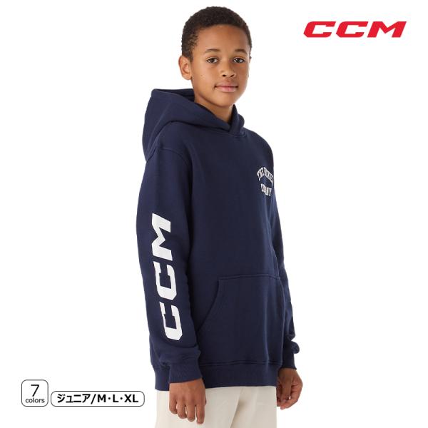 CCM（シーシーエム）アスレジャー フリース フーディー ジュニア使用感にこだわった柔らかなコットンフリースフードと、コットン素材の裏起毛で着心地抜群なパーカー。袖と胸元にはCCMロゴがプリントされています。普段着にも気軽に使える一着です♪...