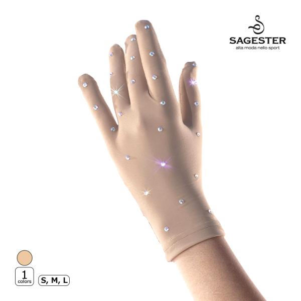 SAGESTER（サジェスター）手袋 522SW Neutral-toned gloves with crystals非常に薄くソフトでなめらかなポリアミド素材を使用した明るめの肌色手袋。高い伸縮性を備えた生地で、手のラインに美しく沿いなが...