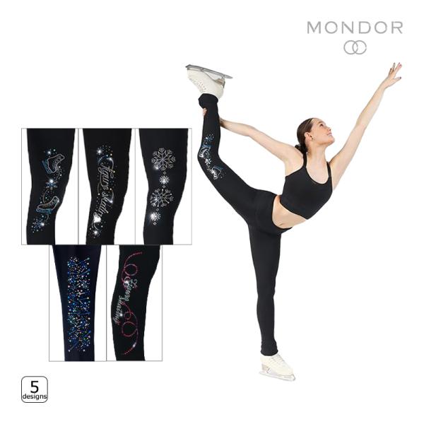 MONDOR（モンドール）パンツ 24450 -Leggings with integrated pocket at waistスパンコールであしらわれた右脚のデザインが動くたびにキラキラ輝きます。厚手ながら軽量で保温性が非常に優れた素材を...