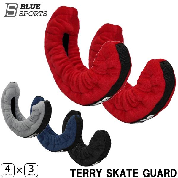 BLUESPORTS（ブルースポーツ）テリーエッジカバー底の刃の当たる部分をナイロンテープで補強しています。タオル地が水分を取るので、装着したまま持ち帰ることもできます。スケート持ち運びの際のエッジ破損によるトラブルを未然に防ぐためにエッジ...