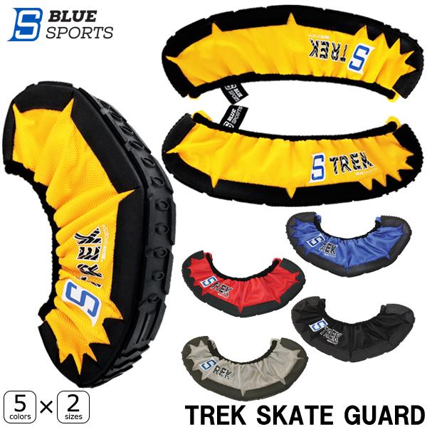 BLUESPORTS（ブルースポーツ）TREK SKATE GUARDタイヤのような幅広のアウトソールデザイン。底部には水を吸わない素材を使用し、リンクサイドでのスリップを軽減。サイドに入った切れ込みがブレードにフィット。屋外リンクやバンデ...