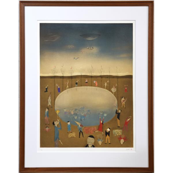 斎藤 真一「ライムライト」銅版画・限定品■盲目の旅芸人「瞽女（ごぜ）」を描く【真作保証】小竹美術