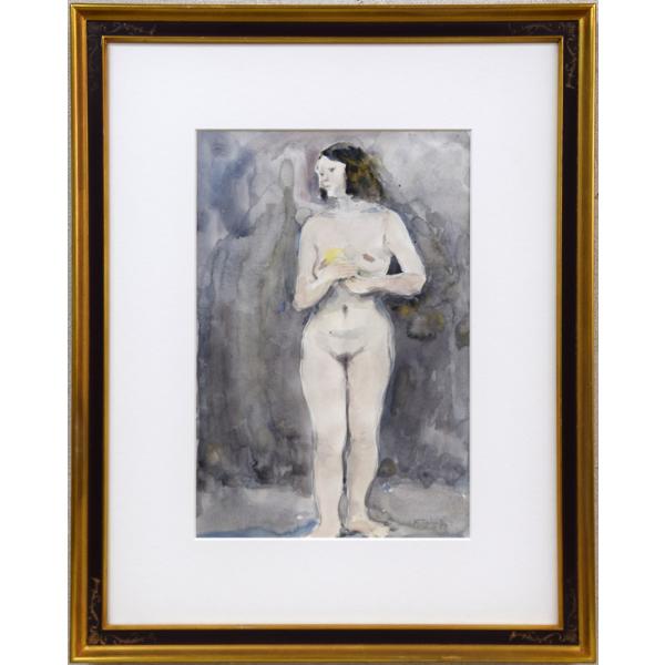 桜井 慶治「裸婦」水彩画・5号■日展参与■東京美術学校卒■ル・サロン銅賞■千葉県出身【小竹美術】真作保証