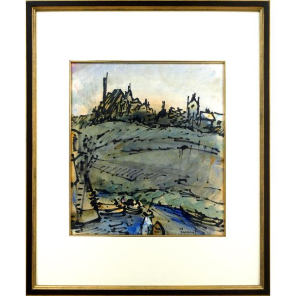 山下 充「風景」水彩画・色紙■宮本三郎記念賞■長谷川仁記念賞■日動画廊取扱い■南仏カーニュで制作活動【小竹美術】真作保証