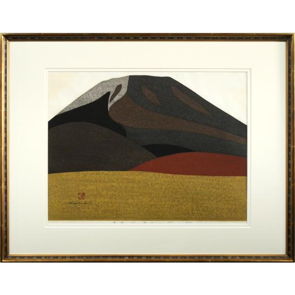 斎藤 清「霊峰（17）秋（A）」木版画・限定直筆サイン入・1980年作