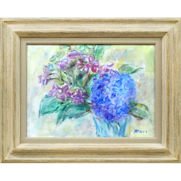 小川 マリ「紫の花」油絵・F4号■春陽会会員■全道展創立会員■夫は三雲祥之助■北海道立近代美術館作品収蔵【小竹美術】真作保証