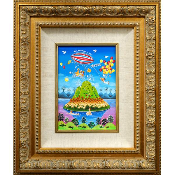 ビン カシワ「夢の島」油絵・SM■ナイーブ派■パリモンマルトルの丘で才能を開花■NHKフランス語講座表紙絵【小竹美術】真作保証