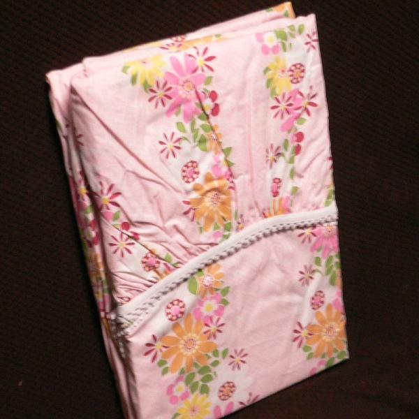 ワンタッチシーツ ボーダー花柄 シーツ 敷布団カバー 105x215cm 綿100％ 国産