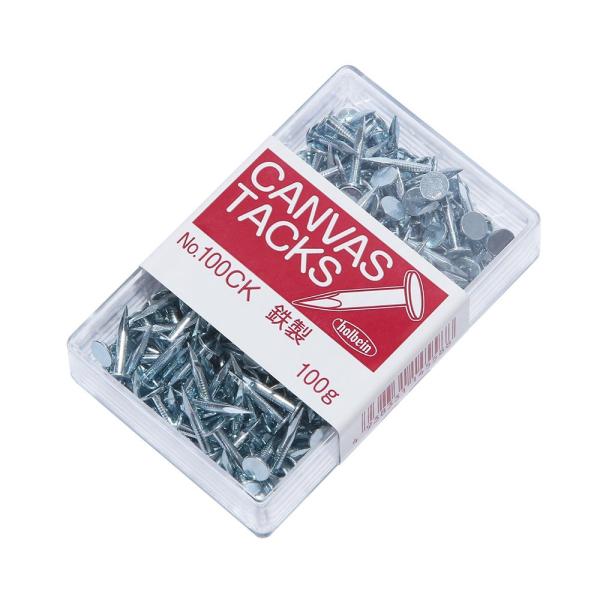 定番のタックスをリニューアルしました。鉄製の他に、アクリル画など水をよく使う作品のためにステンレス製もあります。従来品との違い頭部の形状が「楕円形」から「円形」に、本体の形状がクサビ状から、一般的な釘に近い形状に仕様変更しました。キャンバス...