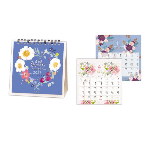 フラワーアート【卓上カレンダー 2026】 六曜・二十四節気付き YDC-845