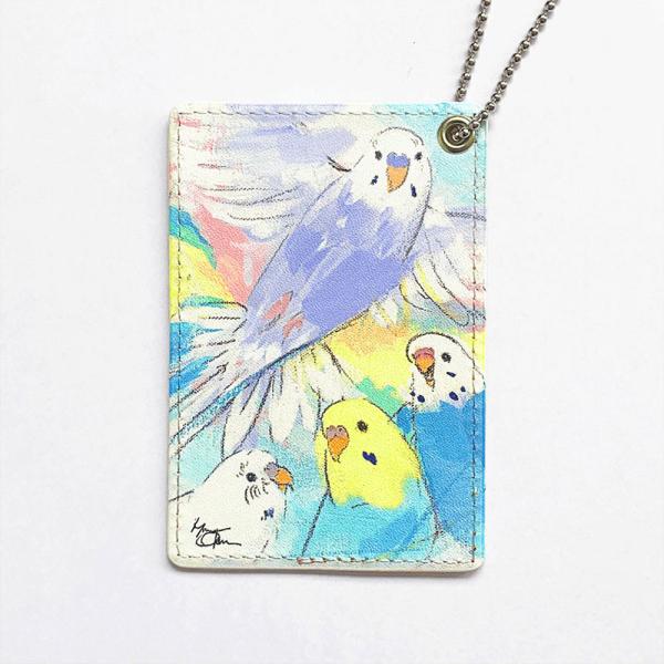 【BIRDSTORY】パスケース (オクムラミチヨ) ★RAINBOWセキセイインコ ◆ゆうパケット対応◆