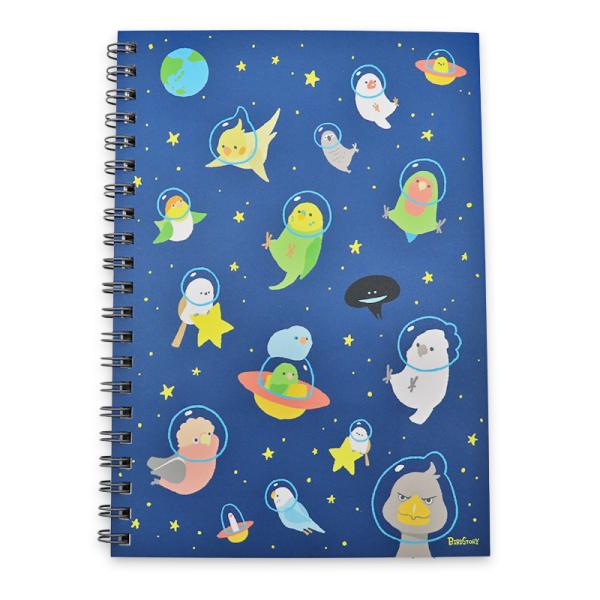 【BIRDSTORY】B6ノート ★UCHU NI MUCHU ◆ゆうパケット対応◆　ことり 小鳥 ノート メモ帳 リングノート 雑貨 セキセイ オカメ インコ コザクラ 文鳥 文房具