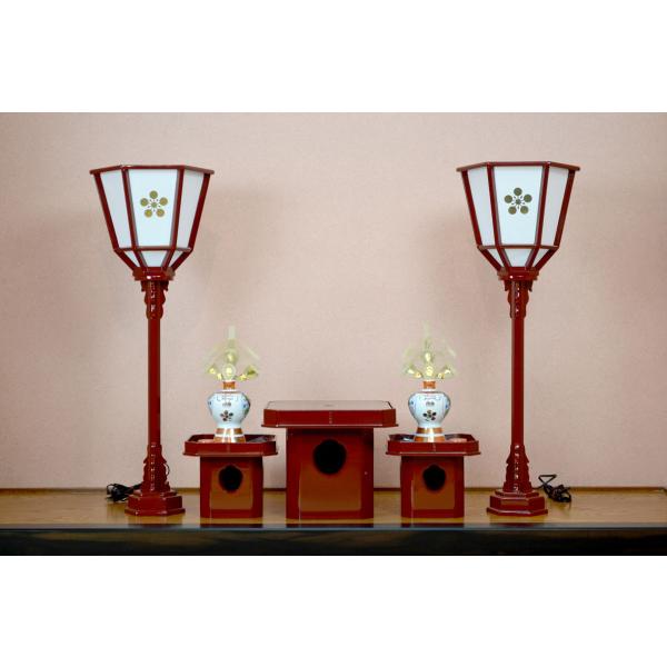 天神様】朱塗り道具セット（大） 雪洞：大 ※PSE対応 檜（ひのき）三宝