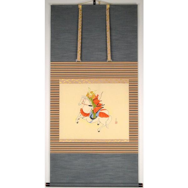 掛け軸】尺八横『武者』 今井 玄花 画伯 （いまい げんか） 上遠州・三