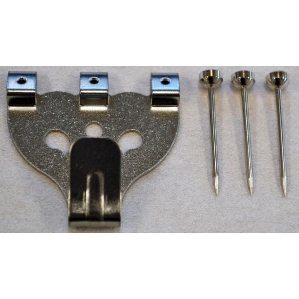 ◆サイズ：巾4.2×長さ4×厚み1.4cm位 ◆仕様　本体:ステンレス　メッキ仕上げ　釘：３本　安全荷重：１０kg迄◆特徴　ステンレス製の極上タイプです。　重い額でも１０kgまでならOKです。　※展示物の落下等の責任は負いませんので設置する...