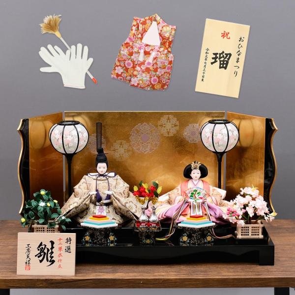 極美品　ひな祭り 雛人形 掛け軸 高級 黄金色 縁起物 風水 運気上昇 桃の節句 雛人形 ひな人形 新古今雛 高級雛人形 ぷり姫 ベージュ 工房天祥
