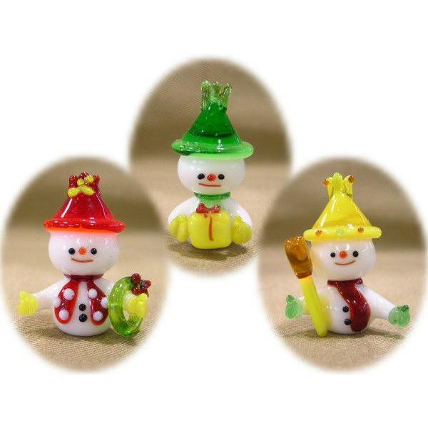 確認用ガラス細工ミニチュア雪だるまスノーマン