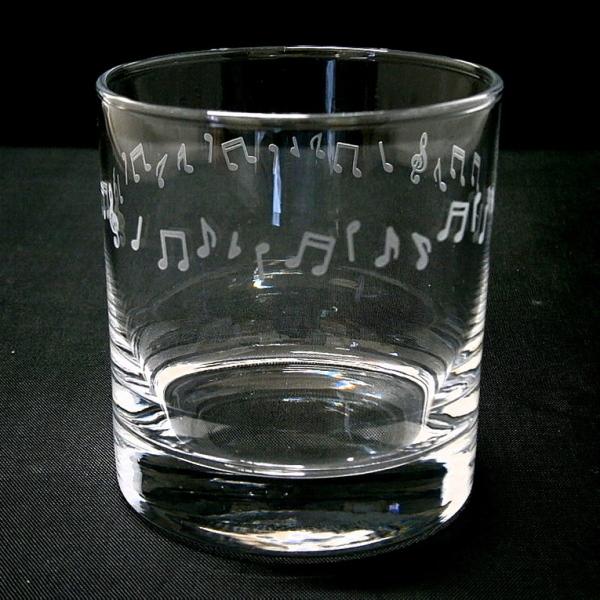 記念品オリジナルグラスガラス彫刻【ロックグラス】音符の行進
