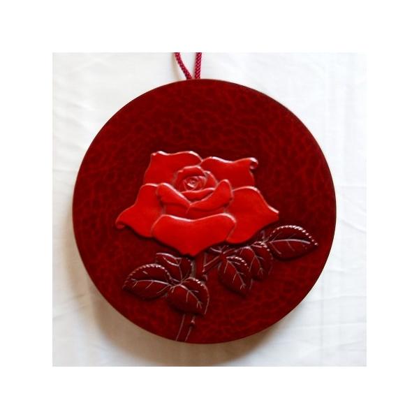 鎌倉彫 壁飾り 丸 六寸 ばら（花朱入り） : 鎌倉彫廣堂 - 通販 - Yahoo