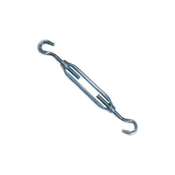 画像はイメージです。ターンバックルは右ネジと左ネジを両側に切ることにより、1回転で左右同時に締付けが行える締付け部材です。枠式ターンバックルは、中央の開口部にラチェット、シノ、丸棒等を差込み、回転させ締めます。内部にネジが入っているのが見え...