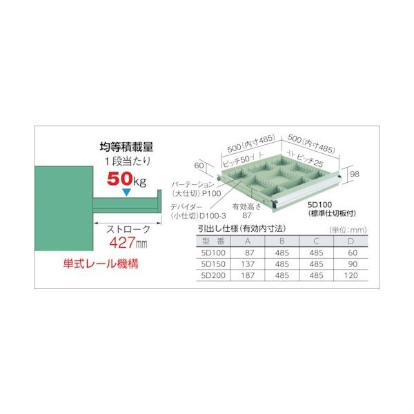 店 軽量キャビネット5型 最大積載量500kg 引出し3x2x2段 最大積載量500kg 5 1007 OS