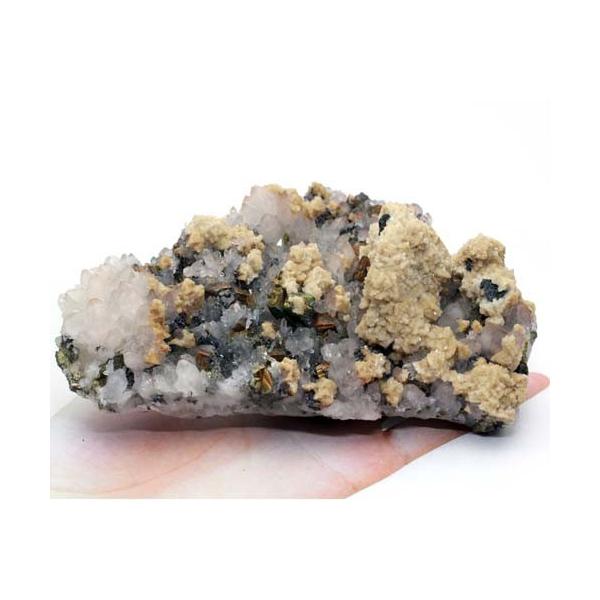 天然石水晶とパイライト共生原石No.658