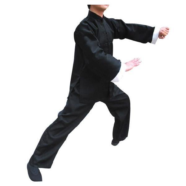 ブルース リー 服 カンフー 武術 拳法 少林寺 気功服 武術服 コスプレ カンフースター 黒色白袖口中華装 Lxl 007 黄河文化店 通販 Yahoo ショッピング