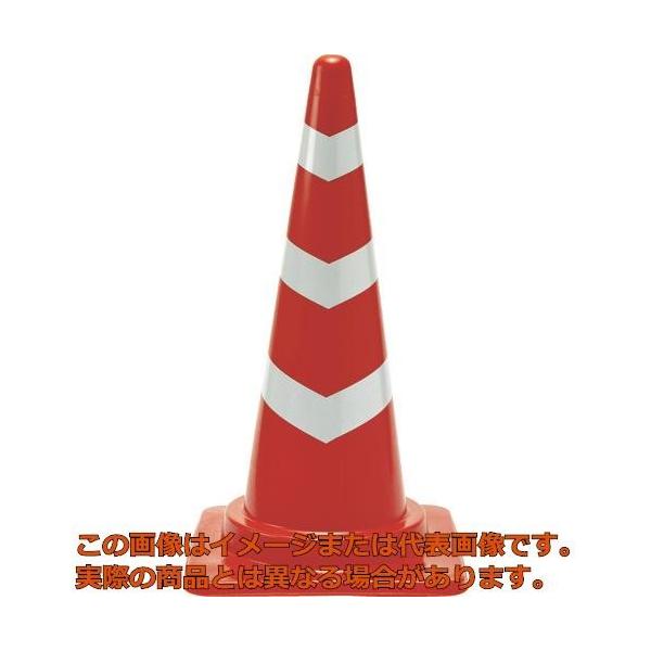 他サイト： 【代引不可・配達日・配達時間帯指定不可】ＴＲＵＳＣＯ　反射テープ付安全コーン　幅３８０ｍｍＸ高さ７００ｍｍ　レッド　テープ３段の商品画像