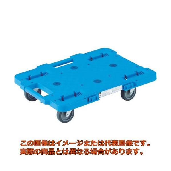 【代引不可・配達日・配達時間帯指定不可】ＴＲＵＳＣＯ　樹脂製平台車　　ルートバン　３７０Ｘ５００　４輪自在　青