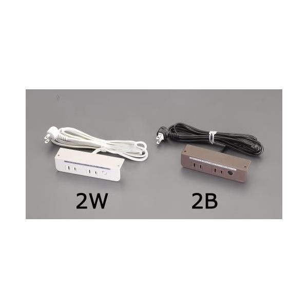 エスコ EA815HK-2W AC125V/15Ax1.8m コンセント/ネジ止(ブレーカー付/白)