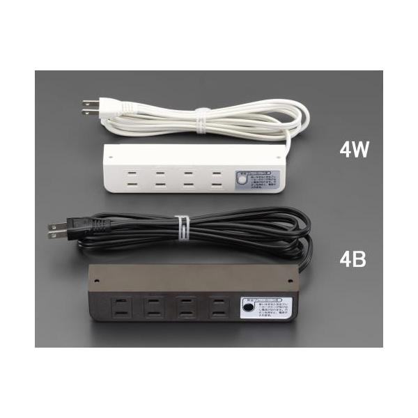 エスコ EA815HM-4W AC125V/15Ax1.9m コンセント/ネジ止(ブレーカー付/白)