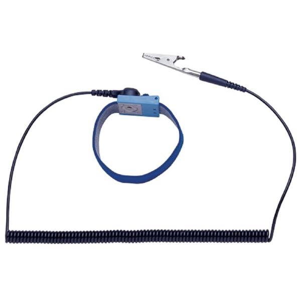 ●コード全長(cm)：150●バンド色：ブルー●人体の静電気帯電を防止するリストストラップ。●伸縮性のあるバンドで、自由に調整が可能。●バンドの内側に導電性の糸を使用。●セット品：リストバンド（B2760)、アース線（バナナプラグ、ワニグチ...