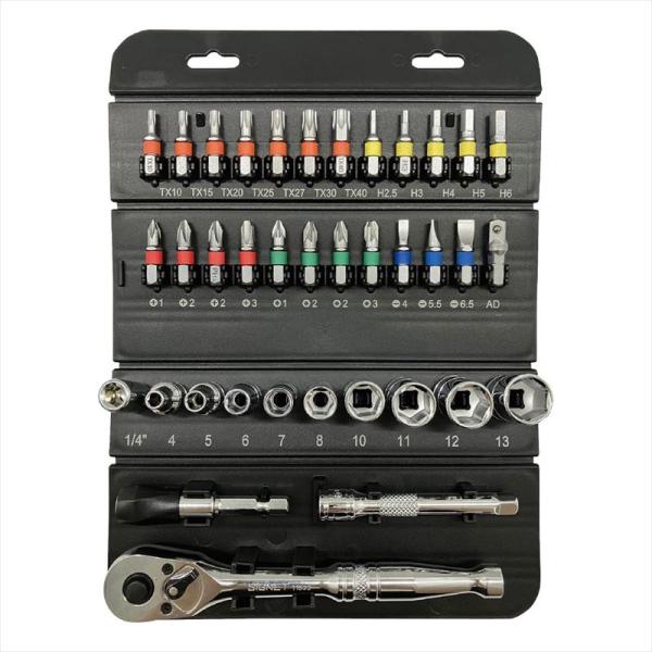 SIGNET (シグネット) 22041 ロールチョイス 37PC 1/4SQ ソケット&amp;ビットセット ツールセット 車載工具 折りたたみ工具セット