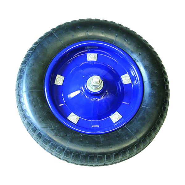 "●発砲ウレタンの為、エアー抜け、パンクを解消<br><br>●一輪車の取り替え用車輪（タイヤ、チューブ、ホイルが一体）<br><br>●タイヤタイプ：ノーパンクタイヤ<br>●車...