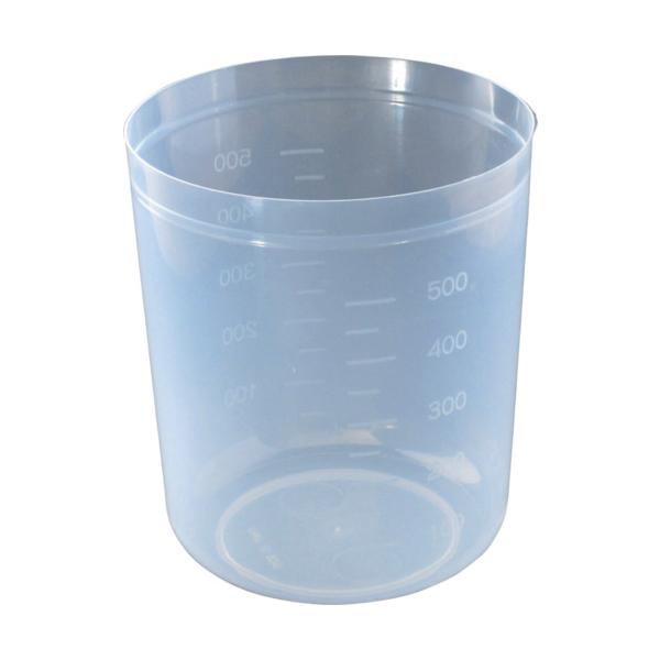 "●内部に突起物が一切ない平底で、液切れが良く、指で押さえてこぼし口をつけることができます。<br><br>●容量(ml)：500<br>●目盛間隔(ml)：50<br>●外径(mm)：96&...