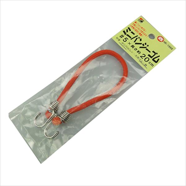 細くてよく伸びます。[用途]荷物の仮留め・固定。[機能]小荷物の固定に最適、手軽にいろいろ使えます。[仕様]●サイズ：5号×約20cm。●色：赤。[材質]●ポリプロピレン。●天然ゴム。●鉄。…