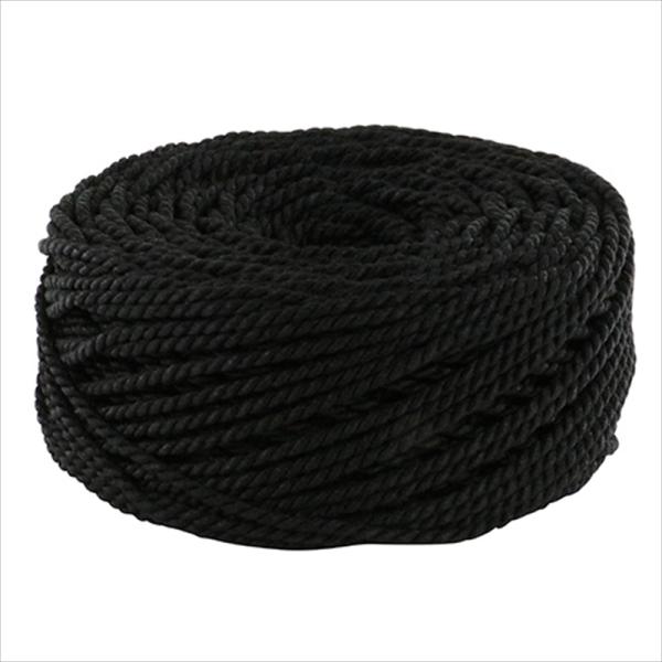 手触りが良く変色が有りません。[用途]プラスチック竹垣の結束や装飾。[機能]ソフトで使いやすいロープです。家庭用サイズです。[仕様]●色：黒。●太さ：約3mm。●長さ：約100m。[材質]●芯：ポリエチレン。[注意事項]天然樹木の枝引きや結...