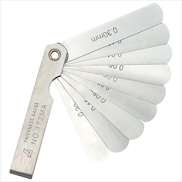 隙間に挿入する事で、寸法を測定可能です。[用途]隙間の寸法測定用シックネスゲージ。[機能]用途にあわせて豊富な種類の長さとリーフをそろえたシックネスゲージです。[仕様]●本体サイズ：幅13mm×高さ81mm×奥行5mm。●重量：20g。●リ...