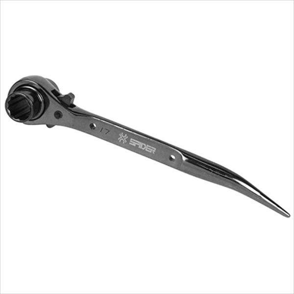 SK11SPIDERシリーズ、鳶職人様向けツールです。[用途]足場の組み立て・解体、型枠作業。[機能]スパイダーシリーズとしてデザインを統一できます。至極の輝きガンメタリックカラーで総磨き仕上げを施しています。番線締め付け作業に最適な曲がり...