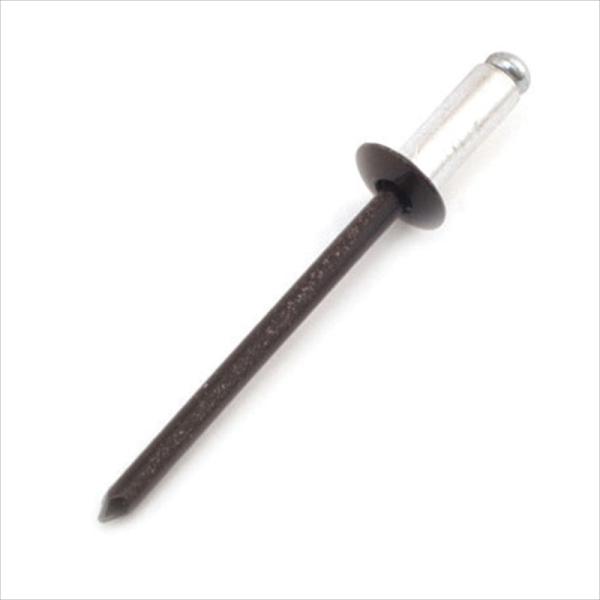 表面がブロンズに焼き付け塗装で着色されています。[用途]部材と母材の締結。[機能]ブロンズサッシなど茶色の母材に最適です。ハンドリベッターでのカシメ作業にご使用ください。[仕様]●リベット径：4.0mm。●下穴寸法：4.1〜4.2mm。●締...