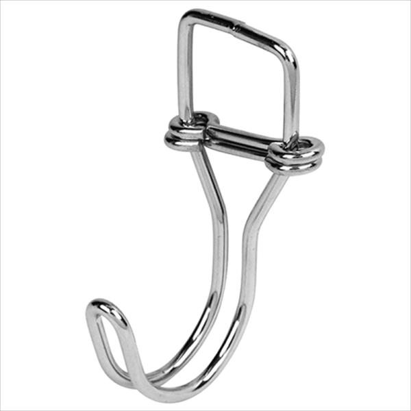 ゴムバンドの長さ調節が出来るフックです。[用途]ゴムバンド用金具。[機能]長さ調節が出来る送り付の幅広フックで、カゴ車の荷抑えに最適です。[仕様]●18mm〜20mmゴムバンド用。●1個入。[材質]●スチール。[注意事項]本来の目的・用途以...