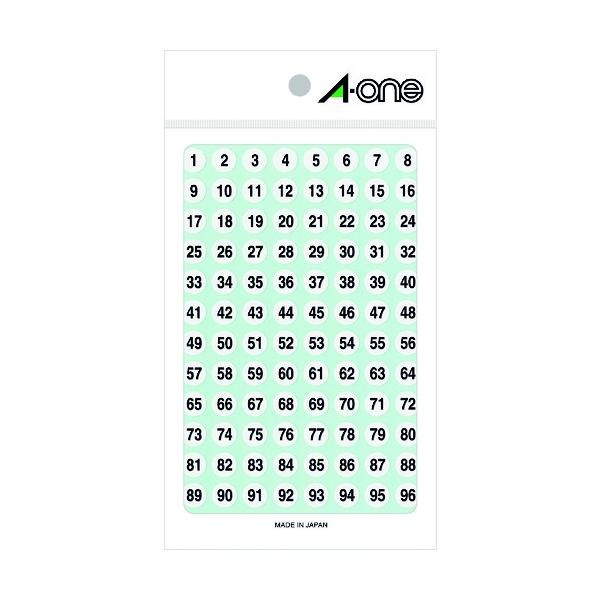 "●備品のナンバリングや書類の管理に便利なラベルです。<br><br>●9mmΦ数字シール（１〜１００）各４片<br>●白<br><br>●色：白<br>●面付：104...