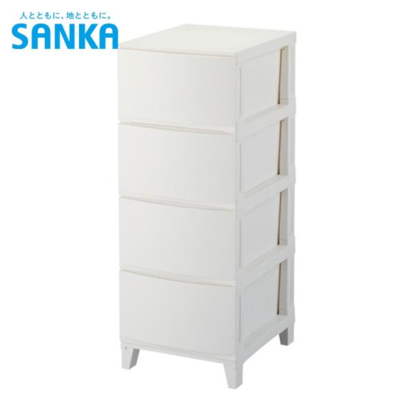 他サイト： SANKA サンカ チェスト 4段 間口 340mm ルームスシェード 344 ホワイト (1台) 品番：RSD-S344WHの商品画像