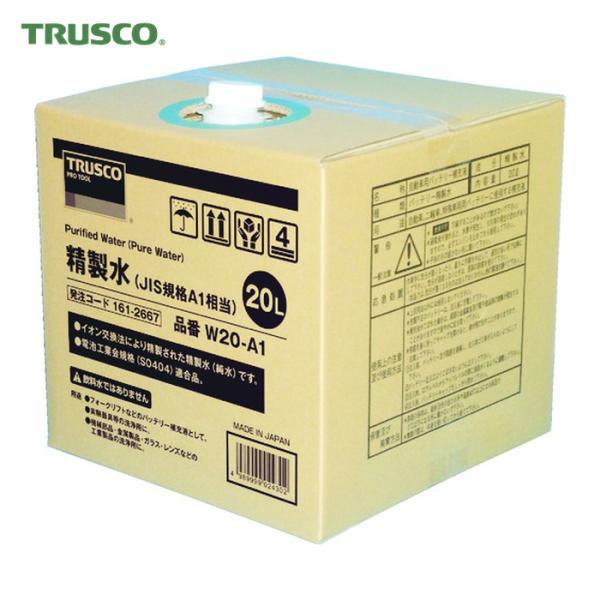 他サイト： トラスコ TRUSCO イオン交換法精製 純水 精製水 20L JIS規格A1相当 (1箱) 品番：W20-A1の商品画像