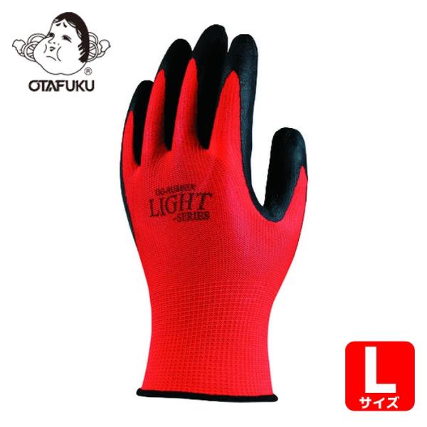 他サイト： おたふく手袋 作業手袋 すべり止め背抜き手袋 A-375レッド13G天然ゴム背抜5P L (1組) 品番：A-375-RD-Lの商品画像