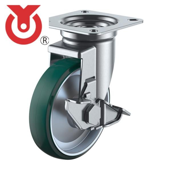 ユーエイ UWJ-150S プレート式 自在 キャスター ウレタン 車輪径150mm ストッパー付き Jタイプ J-S型 取付寸法94×94(87×87) (1個)