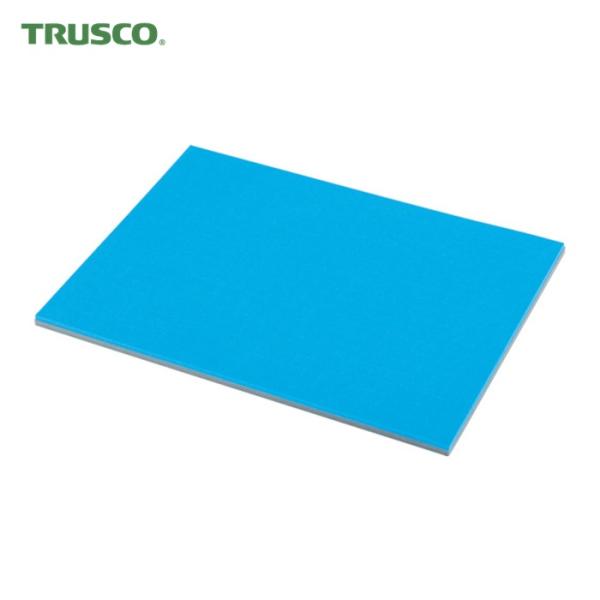 TRUSCO 樹脂素材|特長:管理する工具の形にそってブロックを抜くことによって、自在に型どりができます。 耐久性に優れた発泡ポリエチレンシートを使用しています。 一層目が青色、二層目が黒色で、一層目(青色)が15mm角のミシン目入りです。